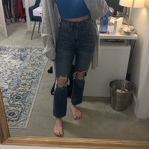 Hollis yet mom jeans with knee holes